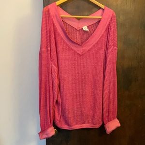 We the Free pink waffle knit top v-neck